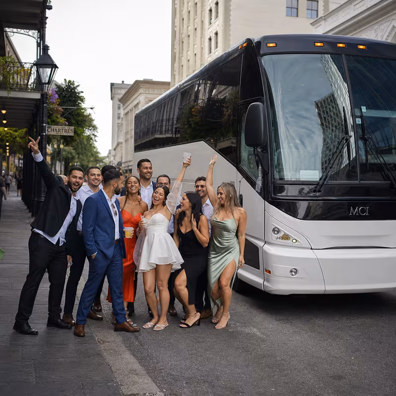 Passengers loading luggage while boarding an New Orleans group shuttle