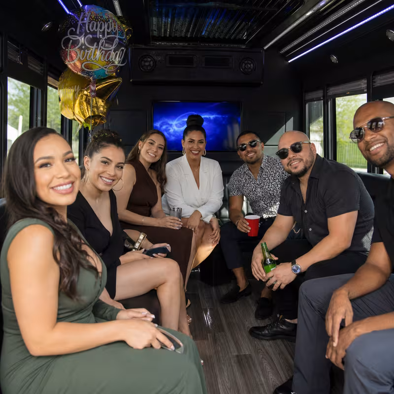 Black Mercedes Sprinter van staged for an New Orleans Birthday Transportation group