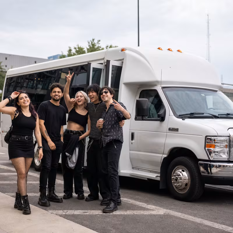 Black Mercedes Sprinter van staged for an New Orleans Concert Transportation group