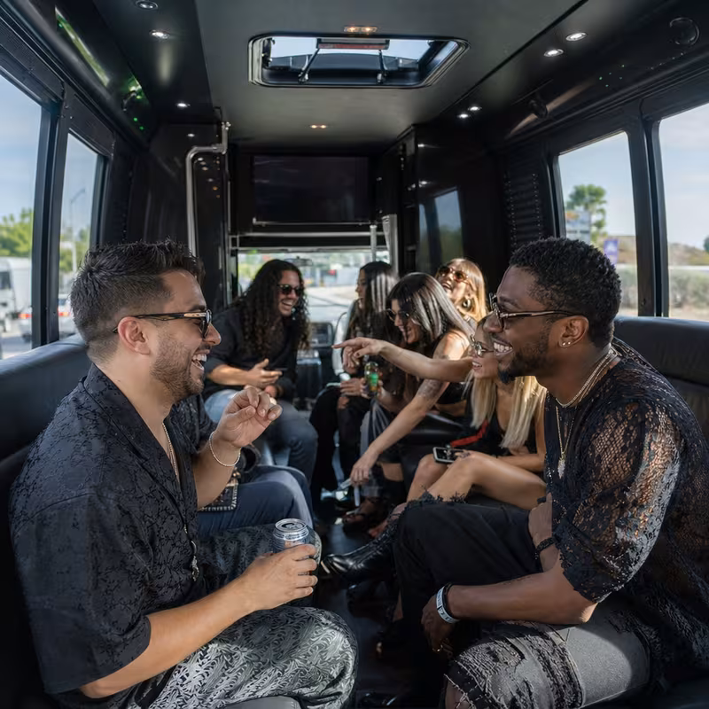 Passengers loading luggage while boarding an New Orleans group shuttle