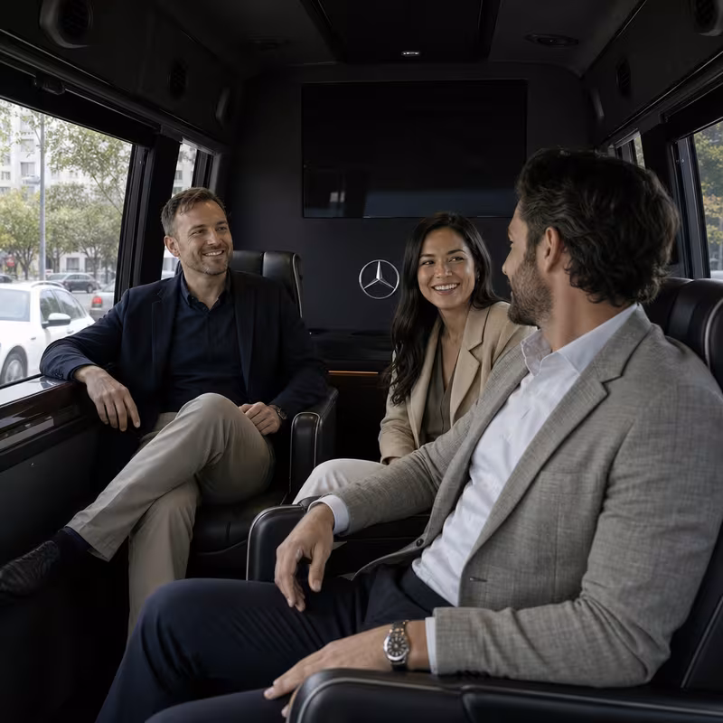 Group boarding a white charter bus for Corporate Transportation transportation in New Orleans