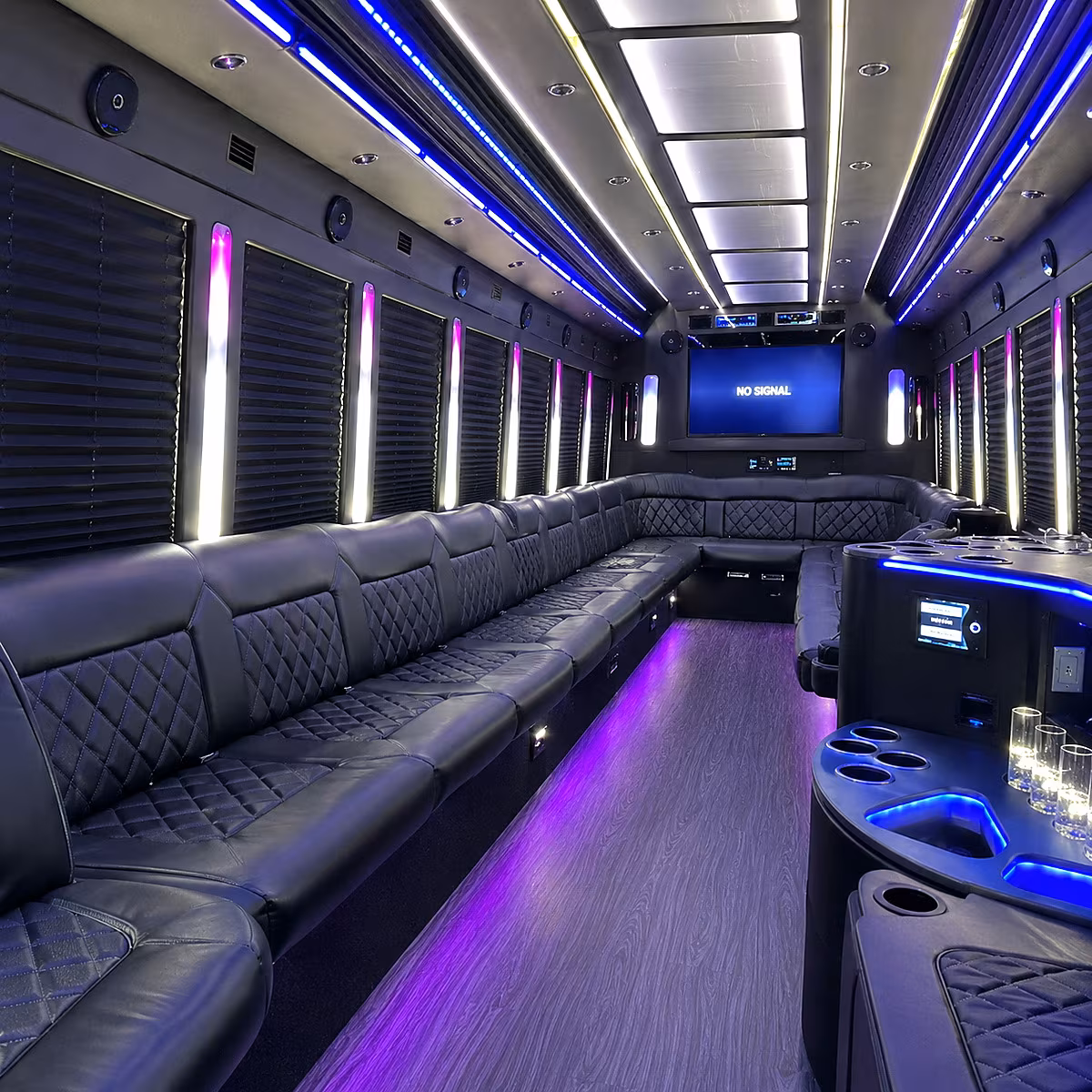 New Orleans Sporting Event Transportation party bus interior