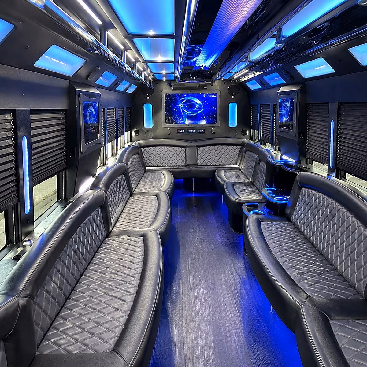 New Orleans Sporting Event Transportation party bus interior