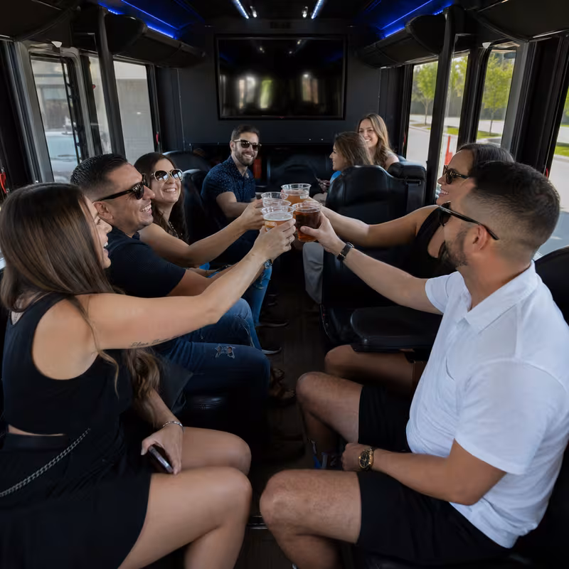 Black Mercedes Sprinter van staged for an New Orleans Winery & Brewery Tour Transportation group